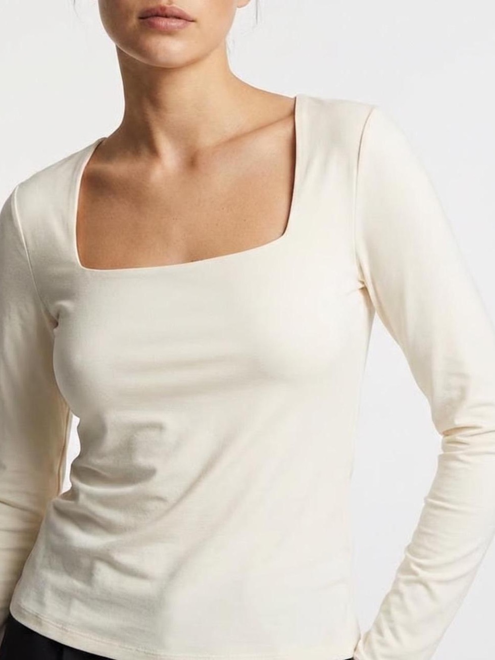 💥 NWT H&M Cream Square Neck Long Sleeve Top